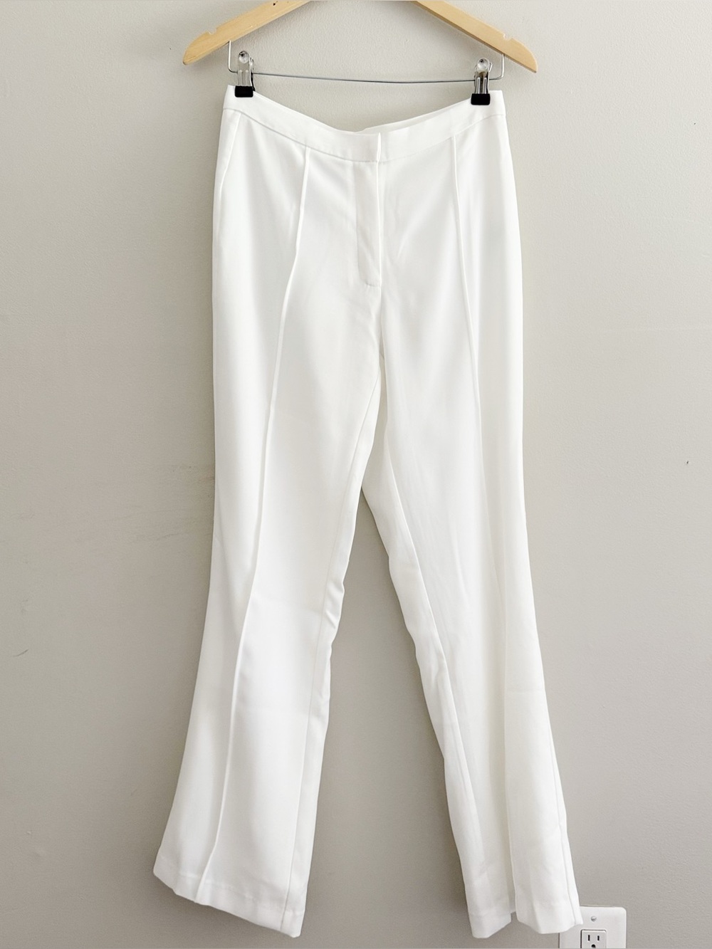 Elie Tahari New Pintuck Pleat White Tailored Wide Straight Leg Pants Womens 8